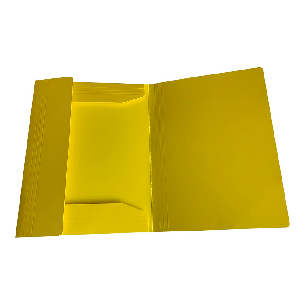 Janrax A4 Yellow Laminated Card 3 Flap Folder with Elastic Closure