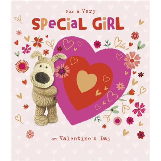 Boofle Stood Near Heart For A Special Girl Valentine's Day Card