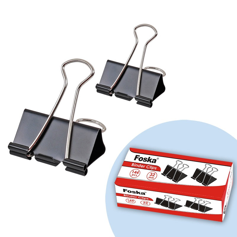 Pack of 12 Black 15mm Foldback Binder Clips