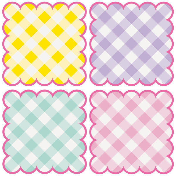 Pack of 8 Pastel Gingham Scalloped Placemats