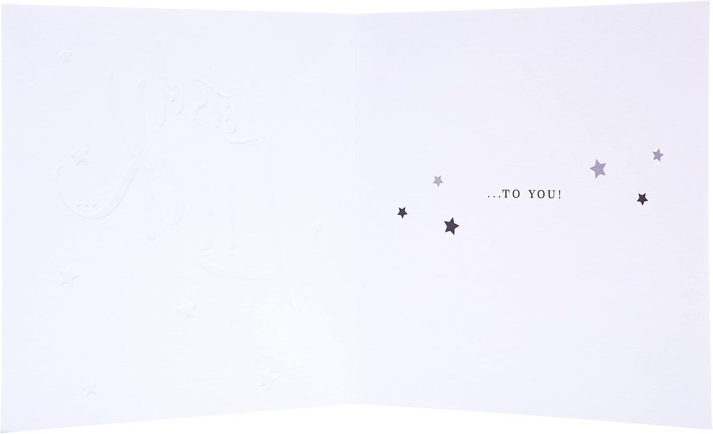 Contemporary Embossed Stars And Hearts Design Good Luck Card