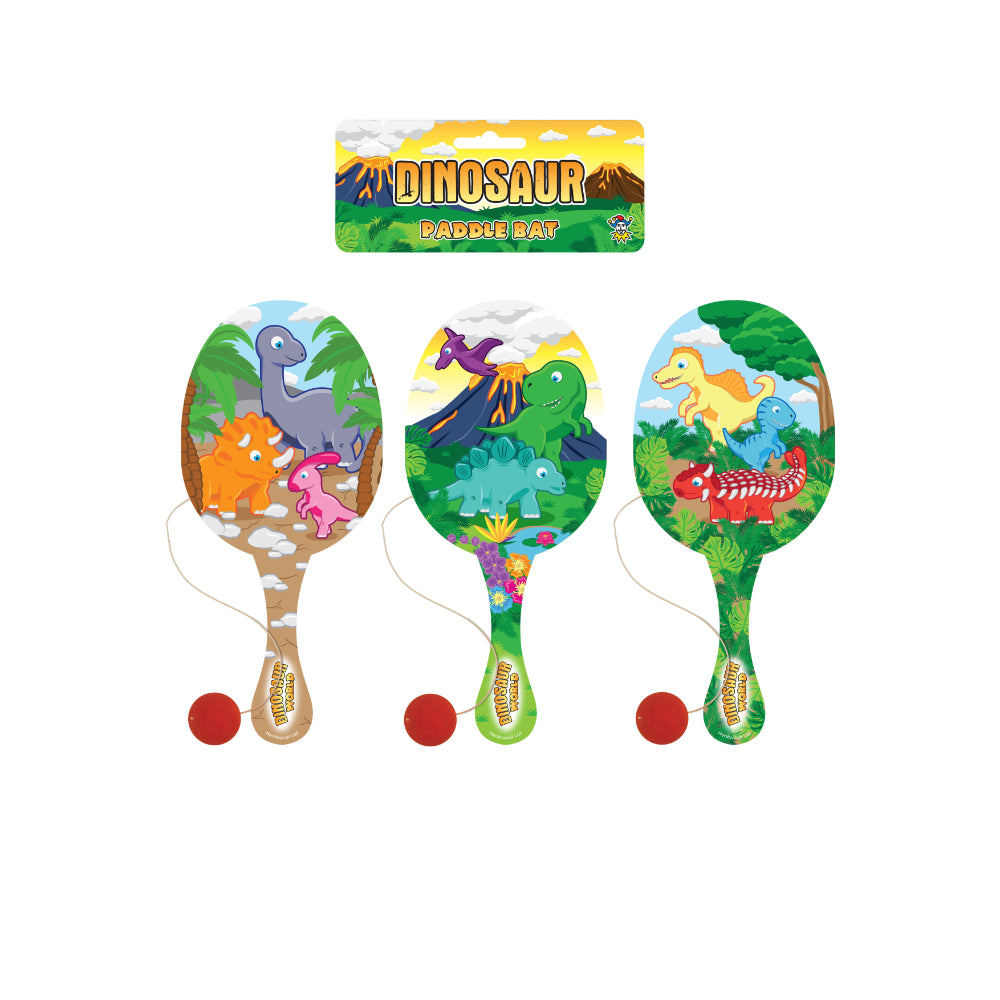 Dinosaur Wooden Paddle Bat and Ball Game