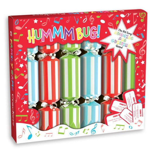 Pack of 6 Christmas Crackers with Humm Bug Game 6"x9"