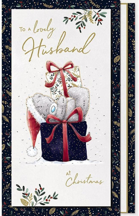 Bear Lying On Presents Husband Handmade Christmas Card