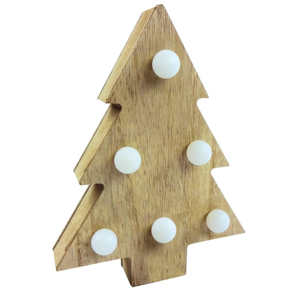 15x20x3Cm Wooden Tree Christmas LED Decoration