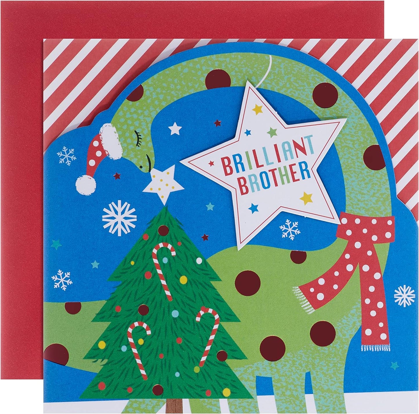 Contemporary Die Cut Design with Pop Up Tail Brother Christmas Card