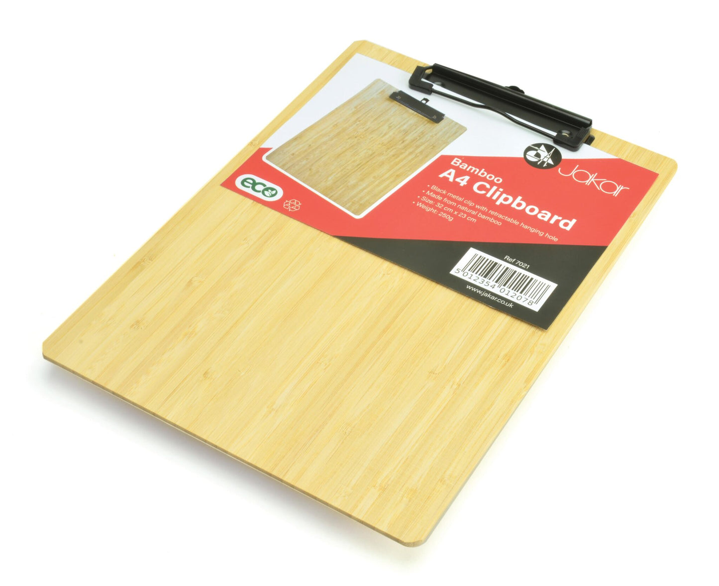 Lightweight A4 Natural Bamboo Clipboard with Black Metal Clip