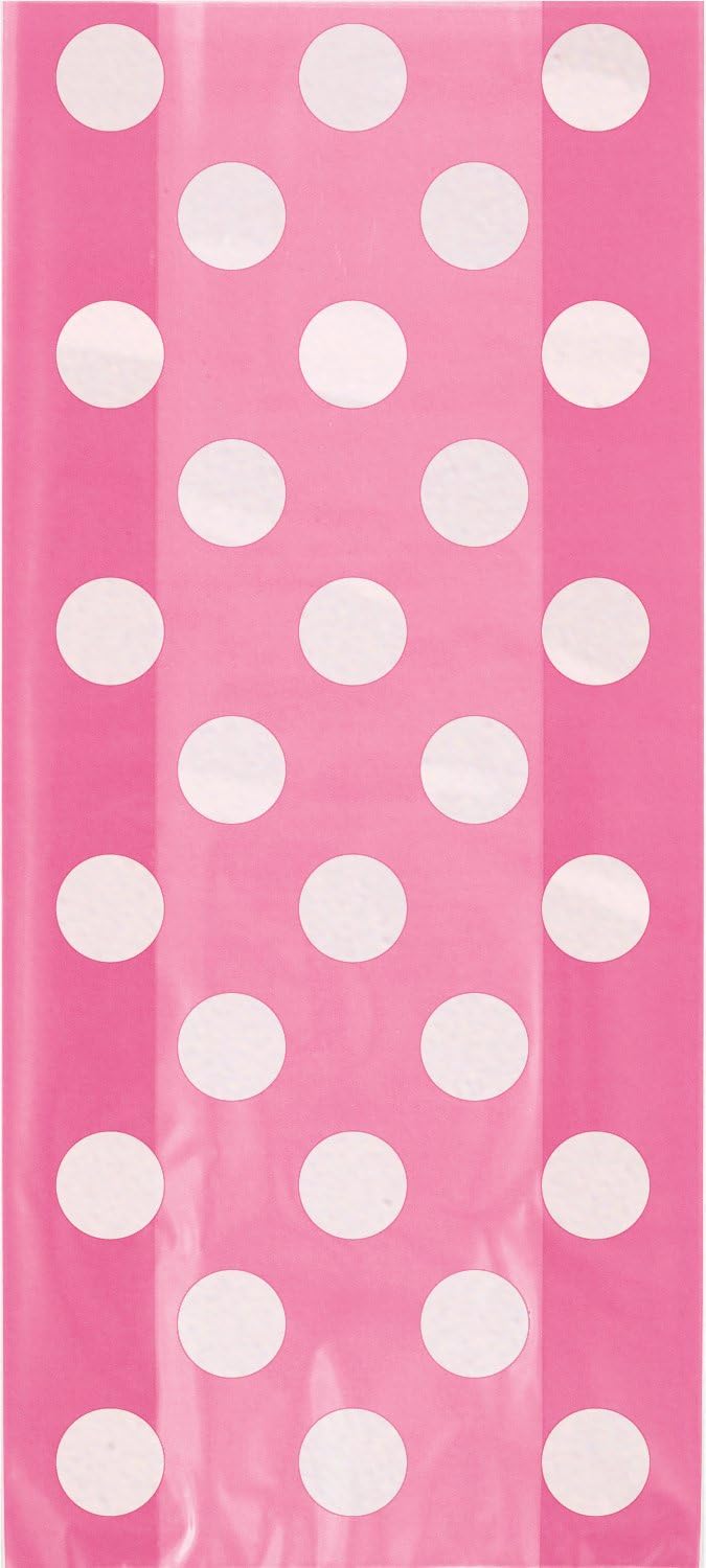 Pack of 20 Hot Pink Dots Cellophane Bags