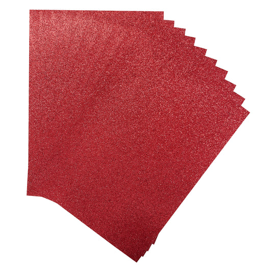 Pack of 10 A4 Red Coloured Glitter Card 230gsm Sheets