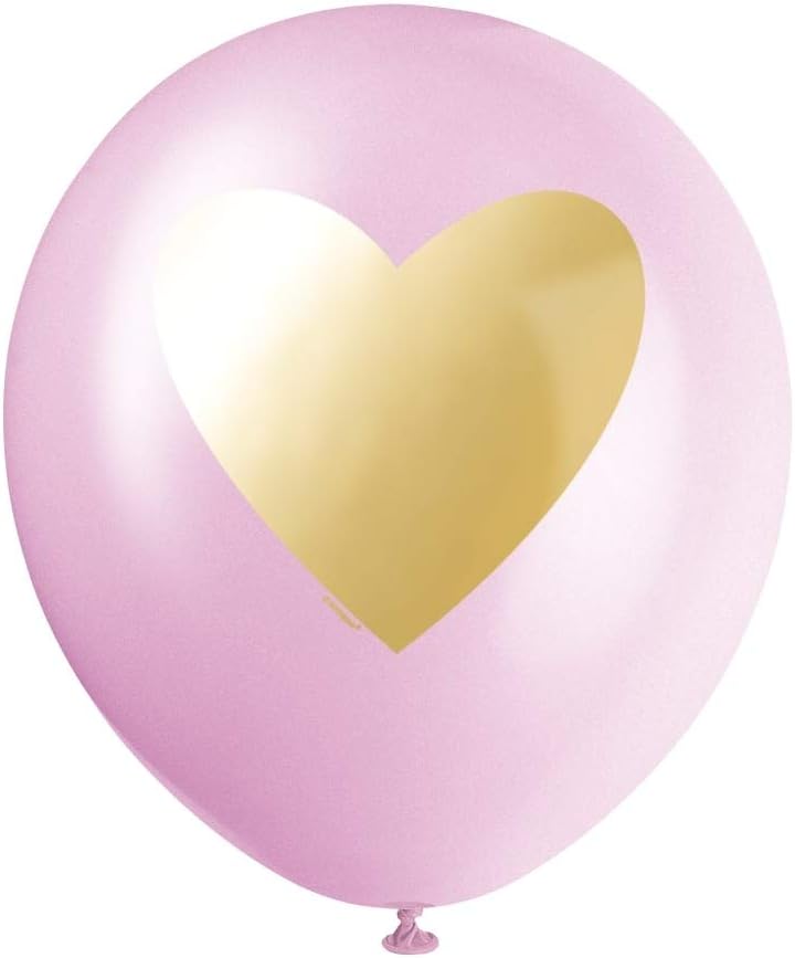 Pack of 6 Gold Heart 12" Assorted Latex Balloons