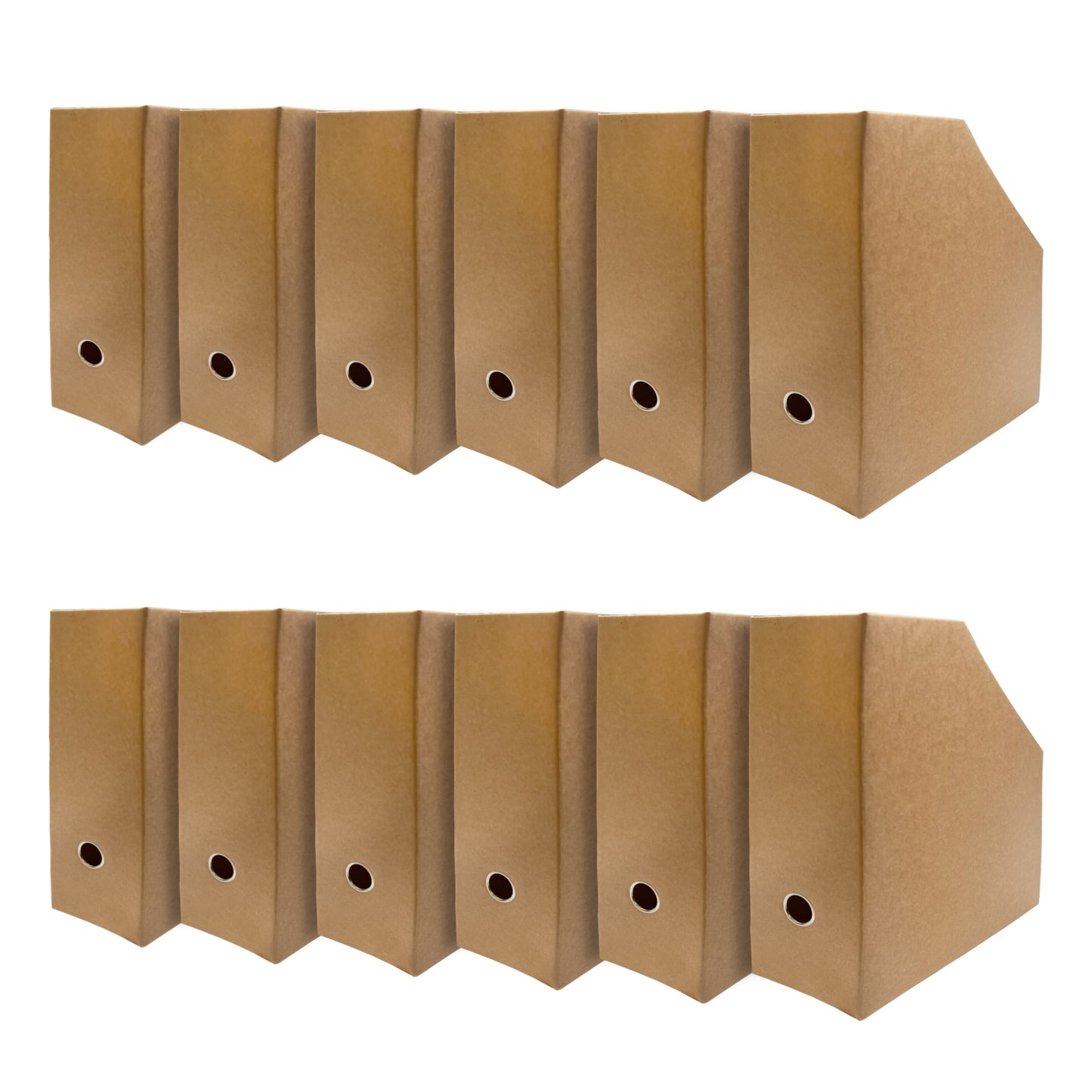 Pack of 6 Kraft Magazine Files Corrugated Cardboard Desk Organiser