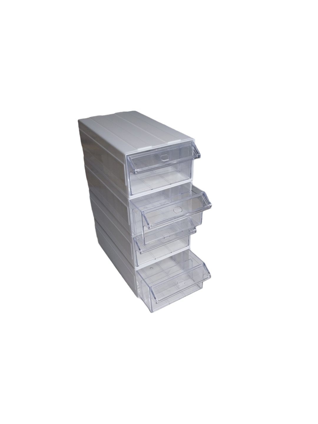 White Stackable Plastic Storage Drawers L242xW130xH76mm with Removable Compartments