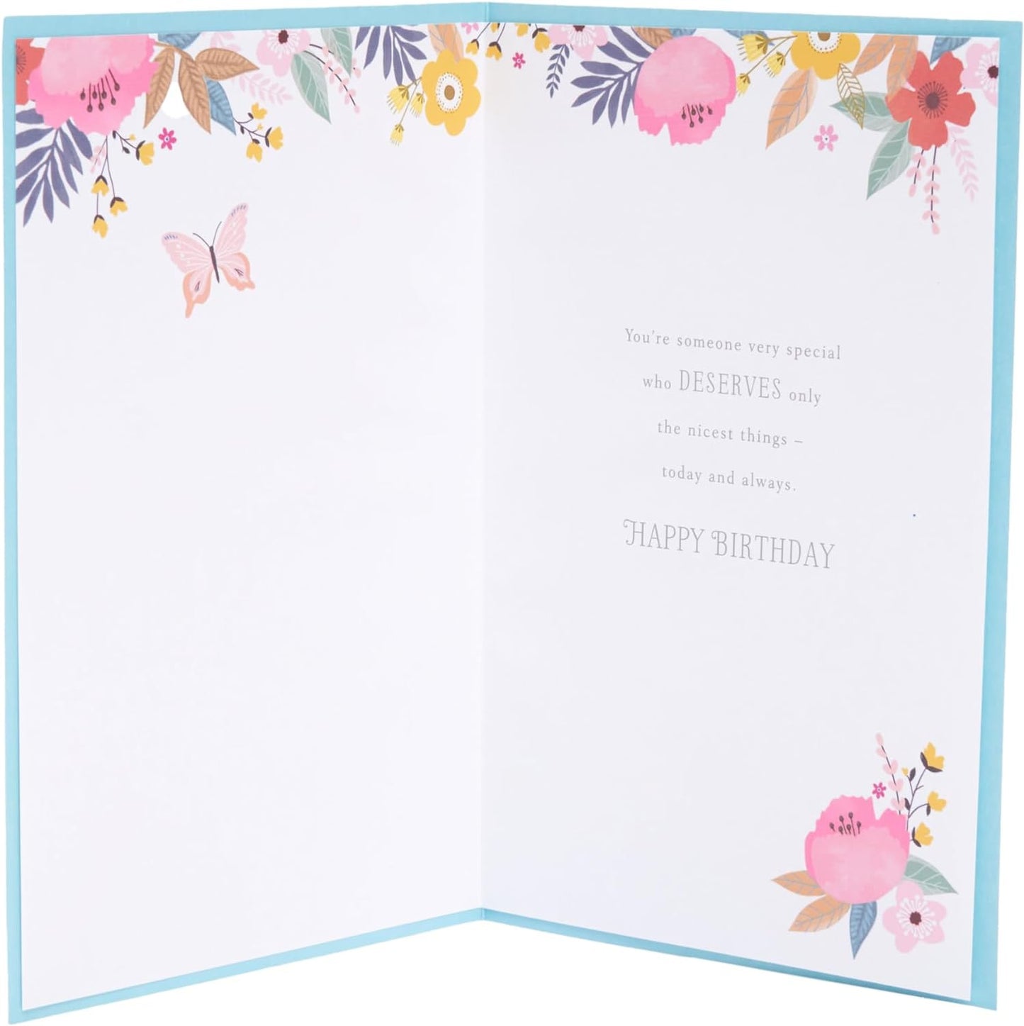 Blue Floral Design Birthday Card