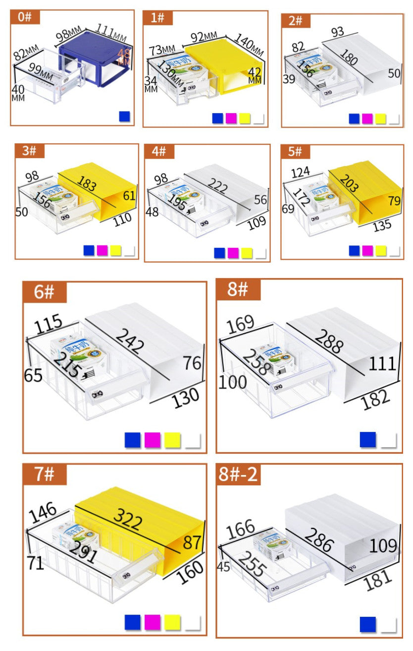 Yellow Stackable Plastic Storage Drawers L183xW110xH61mm with Removable Compartments