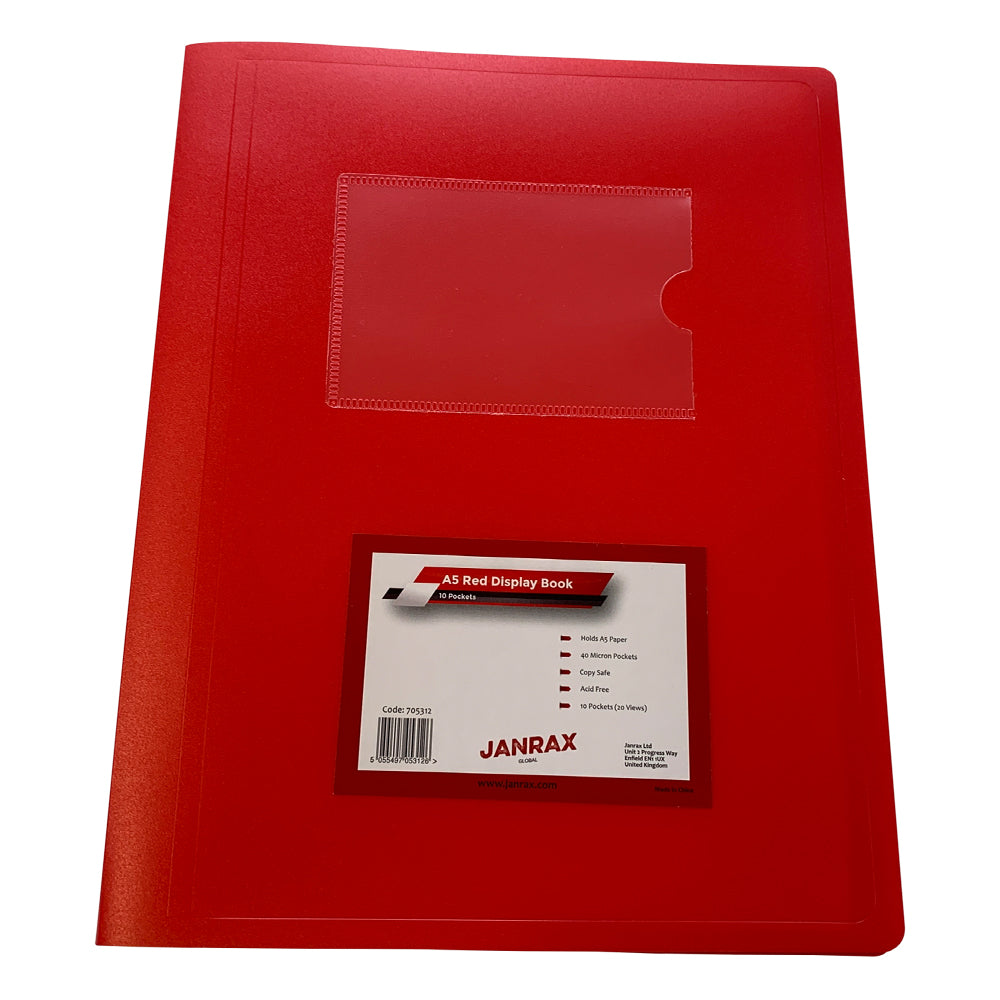 A5 Red Flexible Cover 10 Pocket Display Book