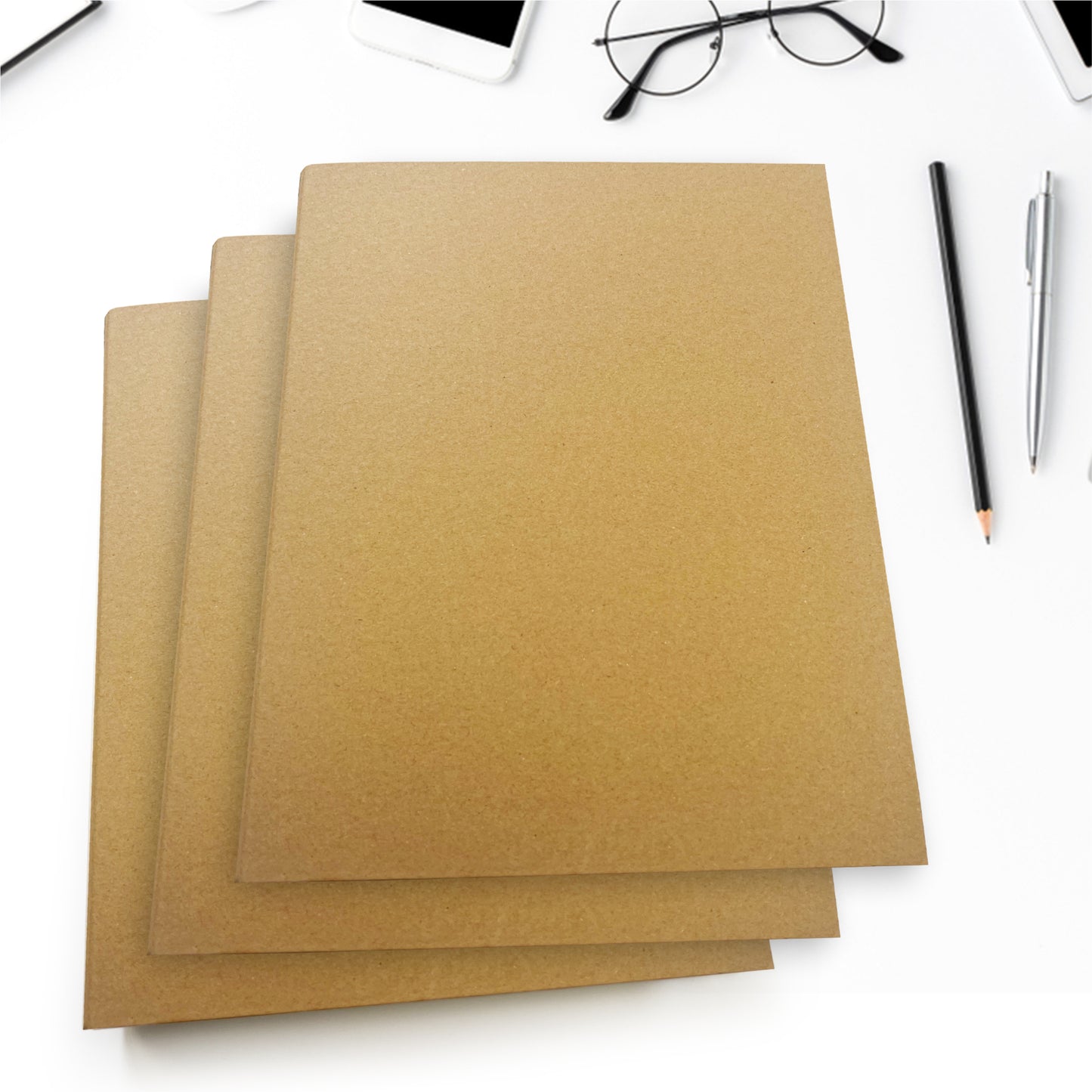 Pack of 10 A4 Kraft Paperboard Ring Binders 2-O Ring