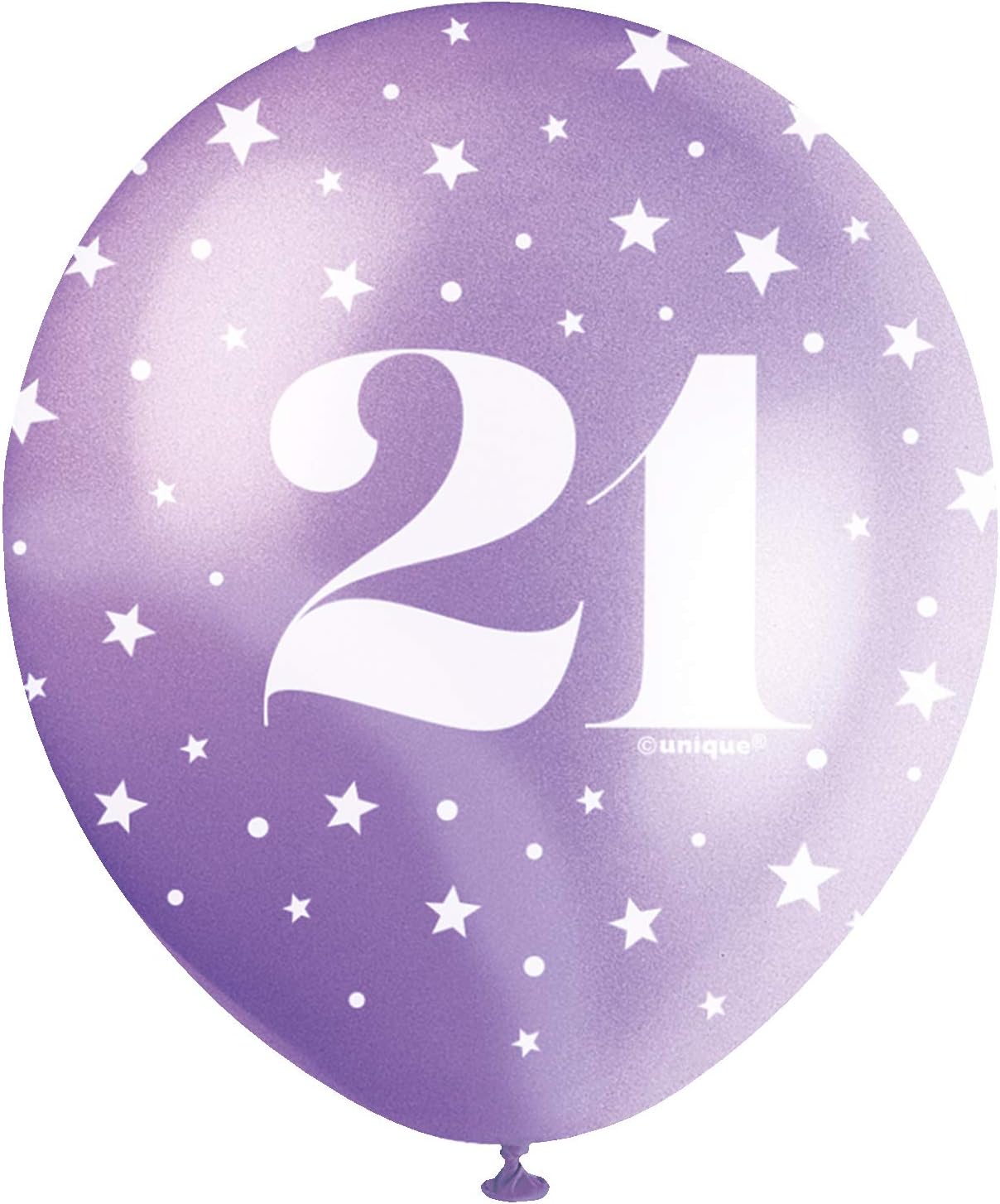 Pack of 5 Number 21 12" Latex Balloons