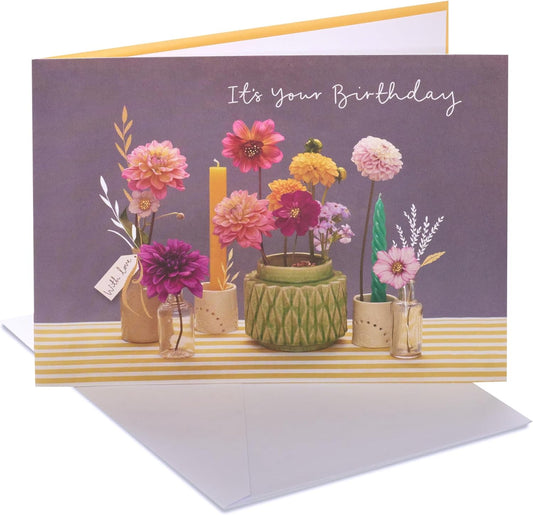 Flowers & Vases Design Birthday Card