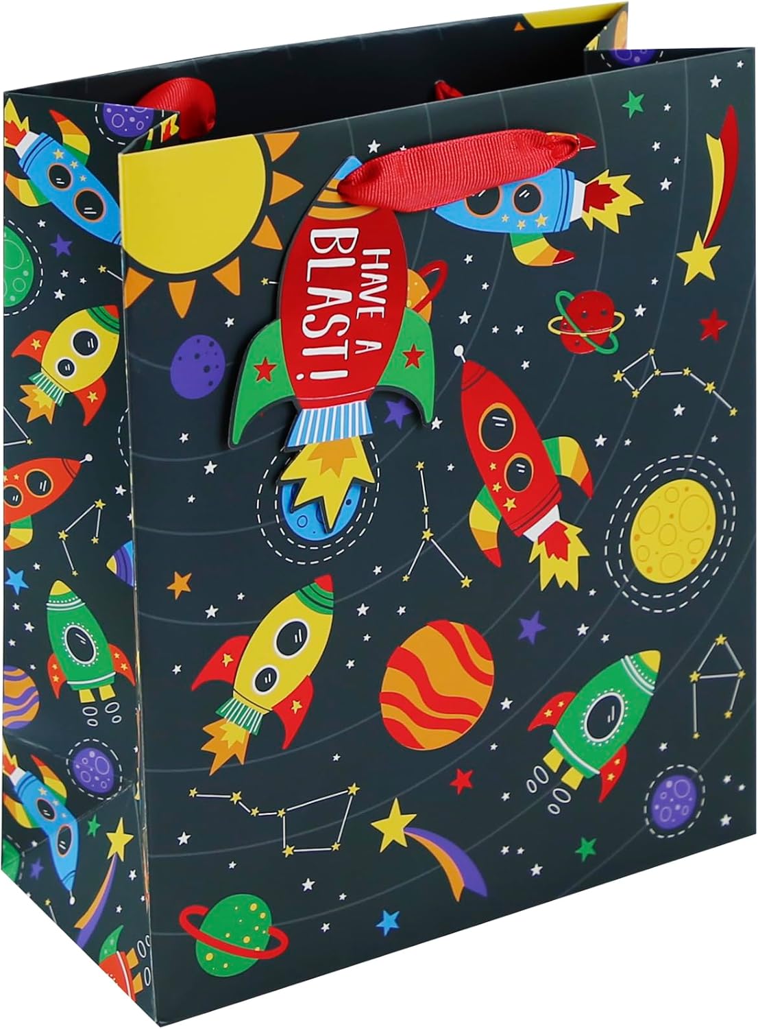 Space Theme Solar System Happy Birthday Medium Gift Bag