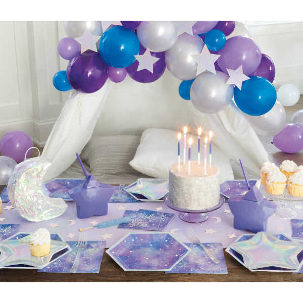 Assorted Lavender, Purple, Royal Blue, & Silver Balloon Arch Kit and Diecut Stars