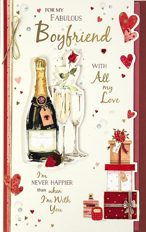 Fabulous Boyfriend Champagne Bottle With Flutes Valentine’s Day Card
