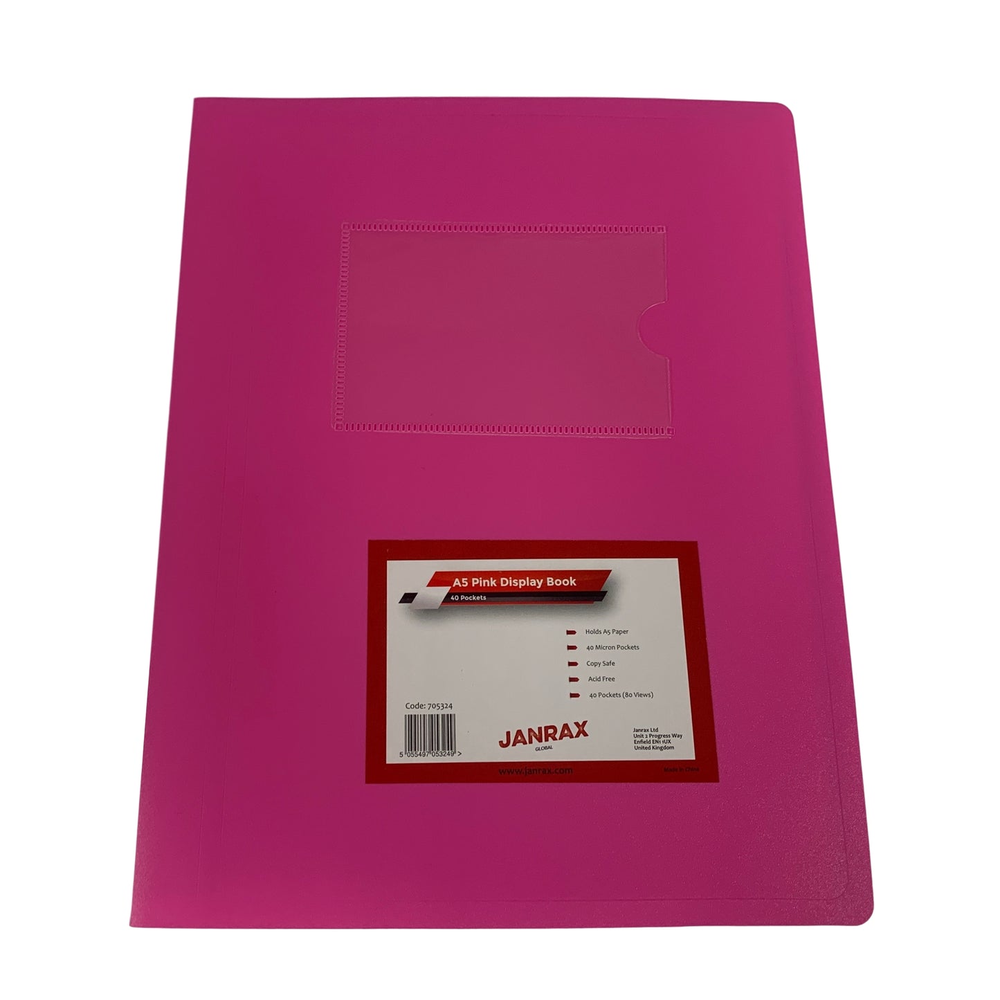 A5 Pink Flexible Cover 40 Pocket Display Book