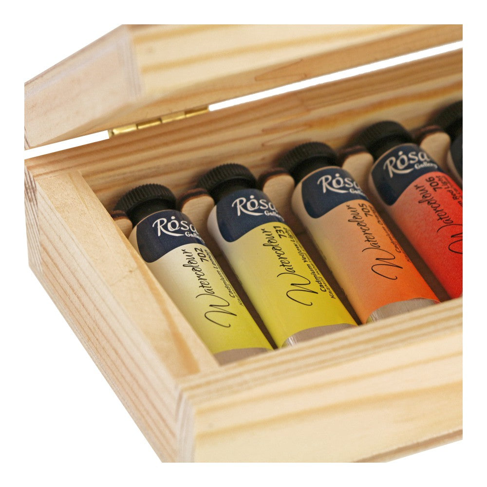 Set of 14 10ml Classic Watercolour Tubes in Wooden Case by Rosa Gallery