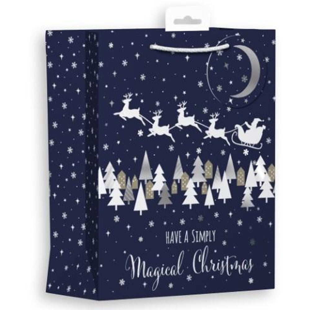 Midnight Santa Landscape Medium Christmas Gift Bag