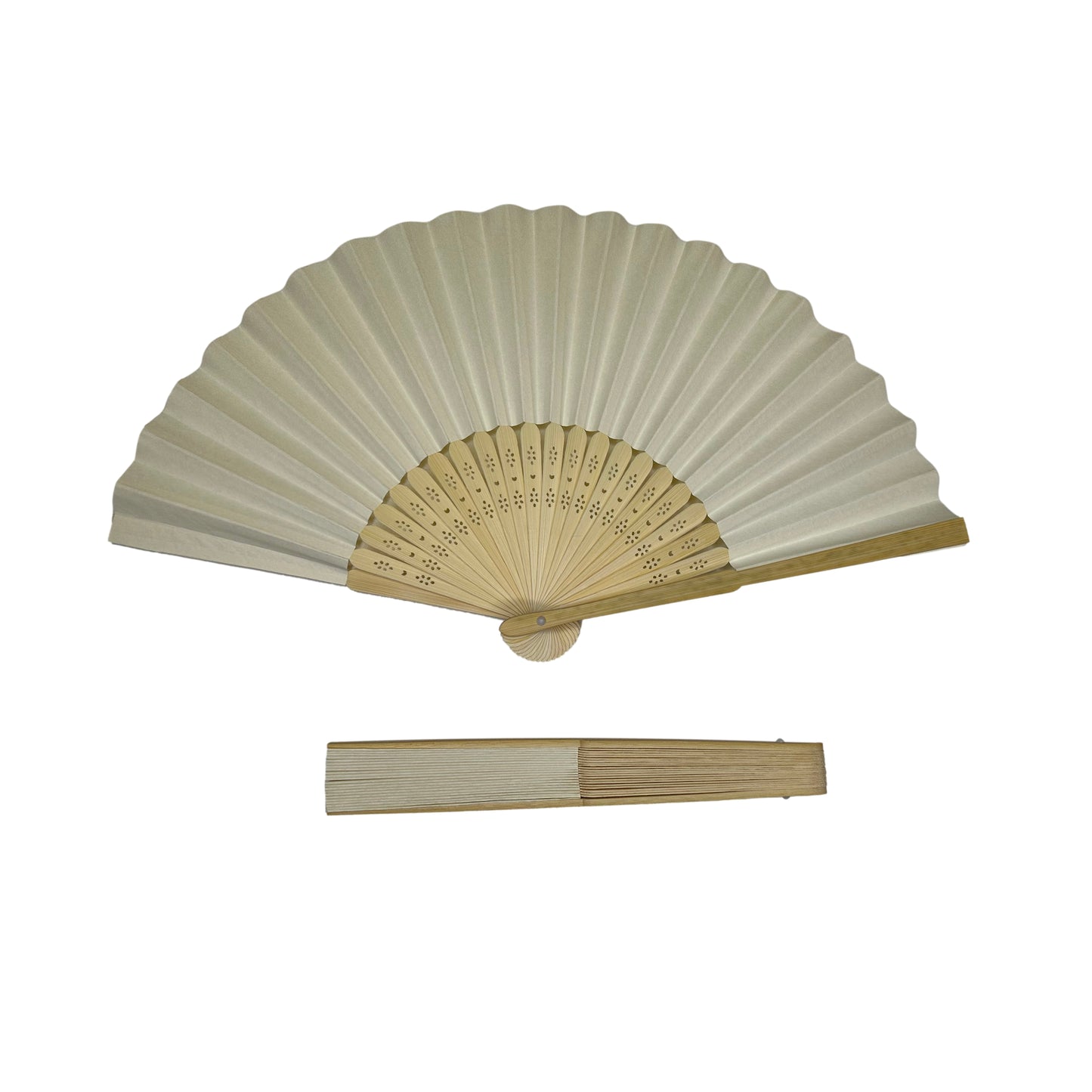 Pack of 500 Ivory Paper Foldable Hand Held Bamboo Wooden Fans by Parev