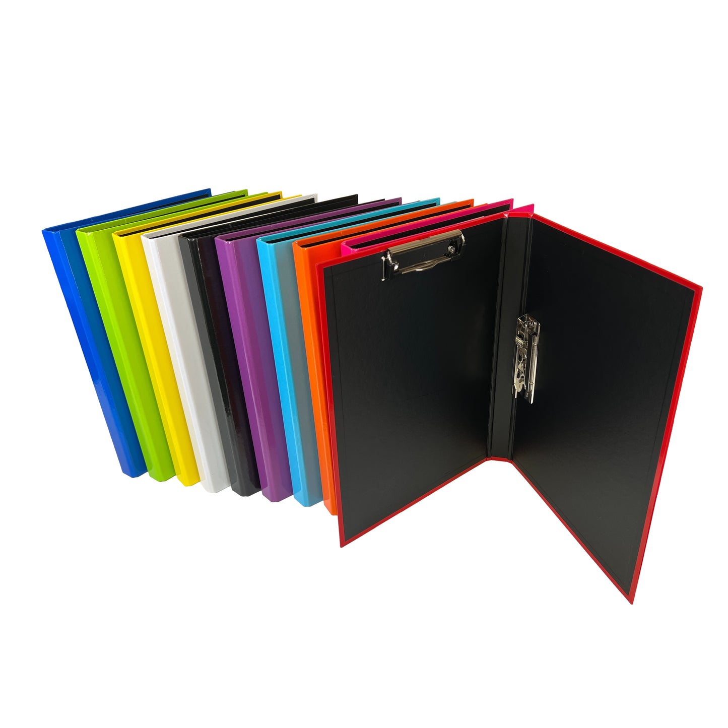 Pack of 10 Assorted Colour A4 Clipboard Document Clamp File Folders