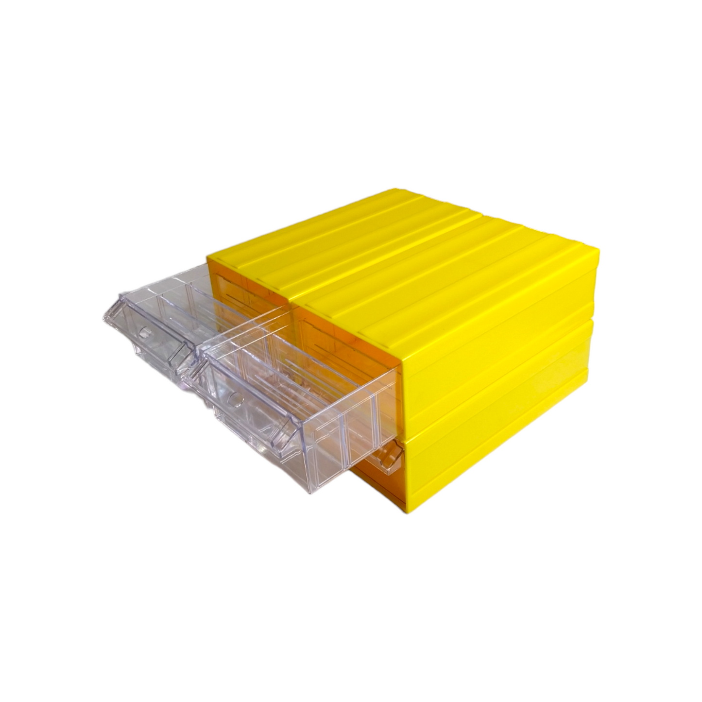 Yellow Stackable Plastic Storage Drawers L322xW160xH87mm with Removable Compartments