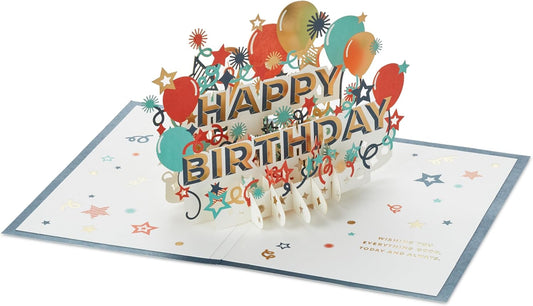 3D Pop-Up Colourful Birthday Banner Design Card