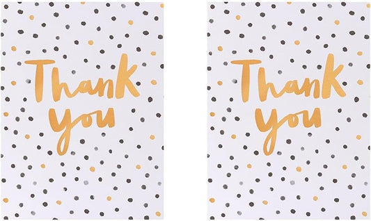 Black & Gold Spotty Design Multipack of 20 Thank You Cards for Him/Her/Friend
