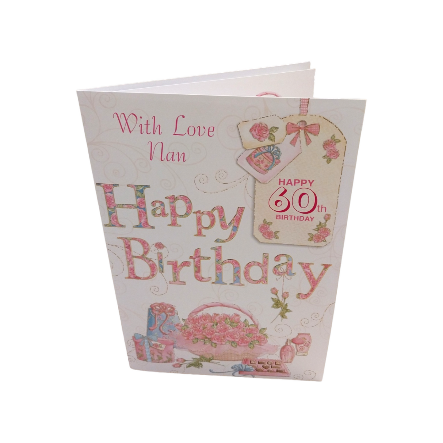 With Love Nan Happy 60th Birthday Roses Pink Beautiful Design Greeting Card