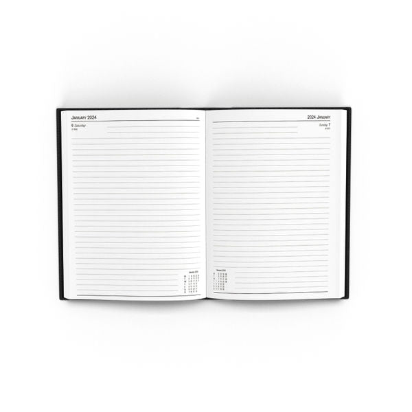 2024 A5 Day Per Page Black Desk Diary