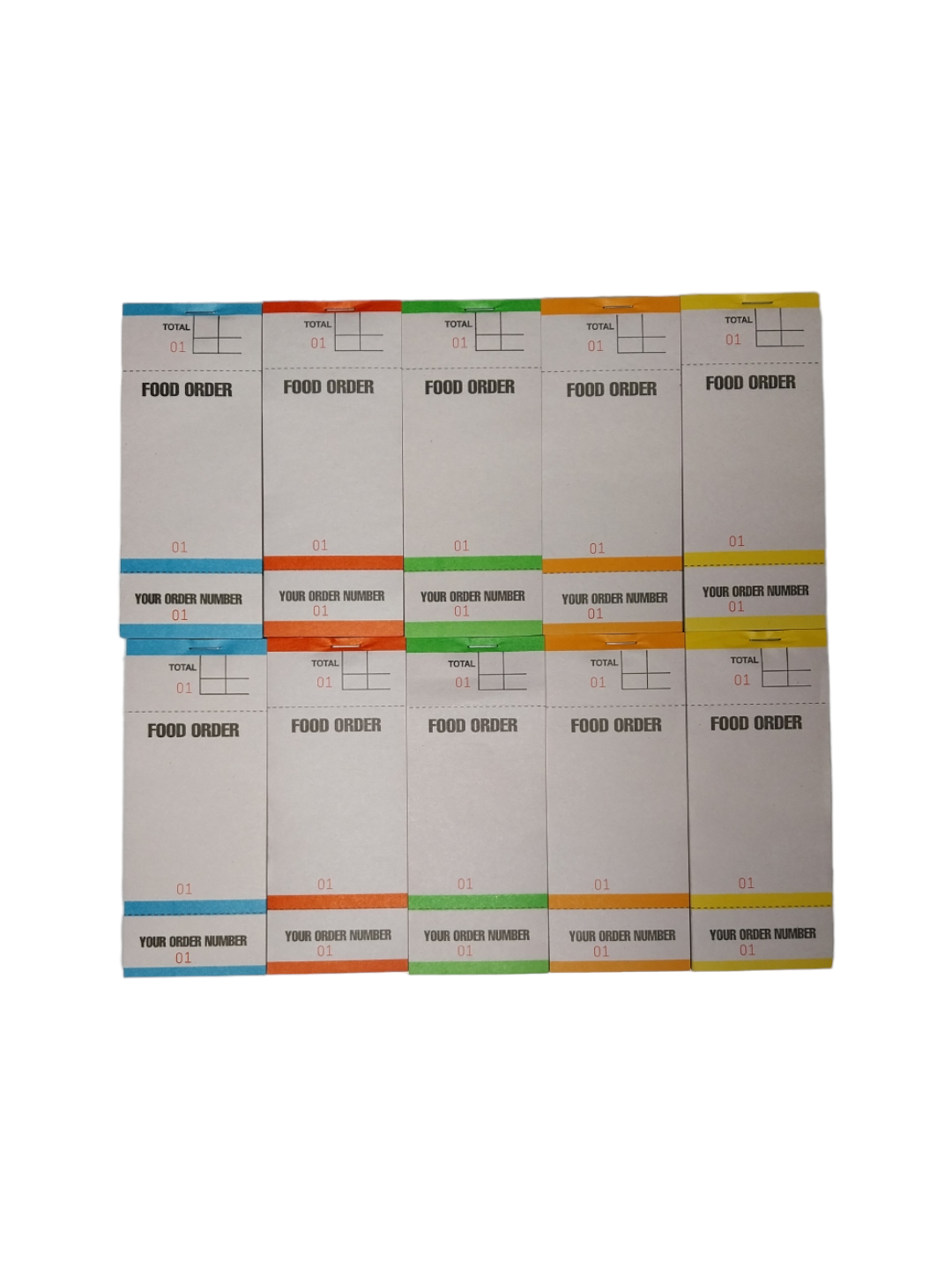 Pack of 50 63mm x 152mm Assorted Coloured Strip Restaurant Service Pads