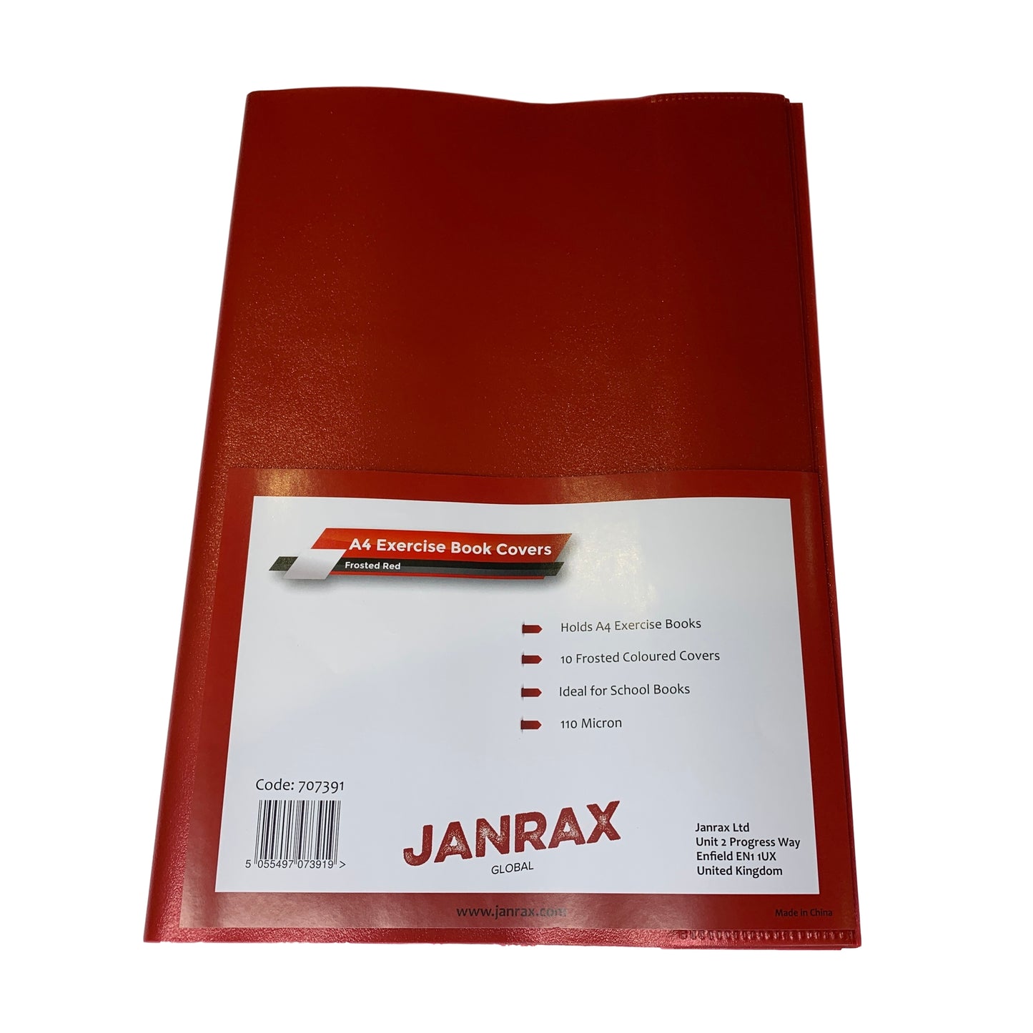 Pack of 10 A4 Frosted Red Exercise Book Covers