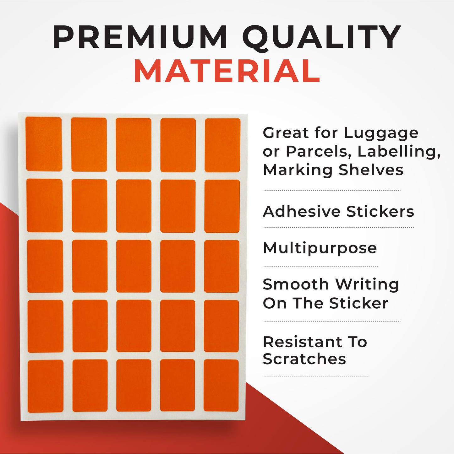 Pack of 1250 Orange 12x18mm Rectangular Labels - Adhesive Stickers