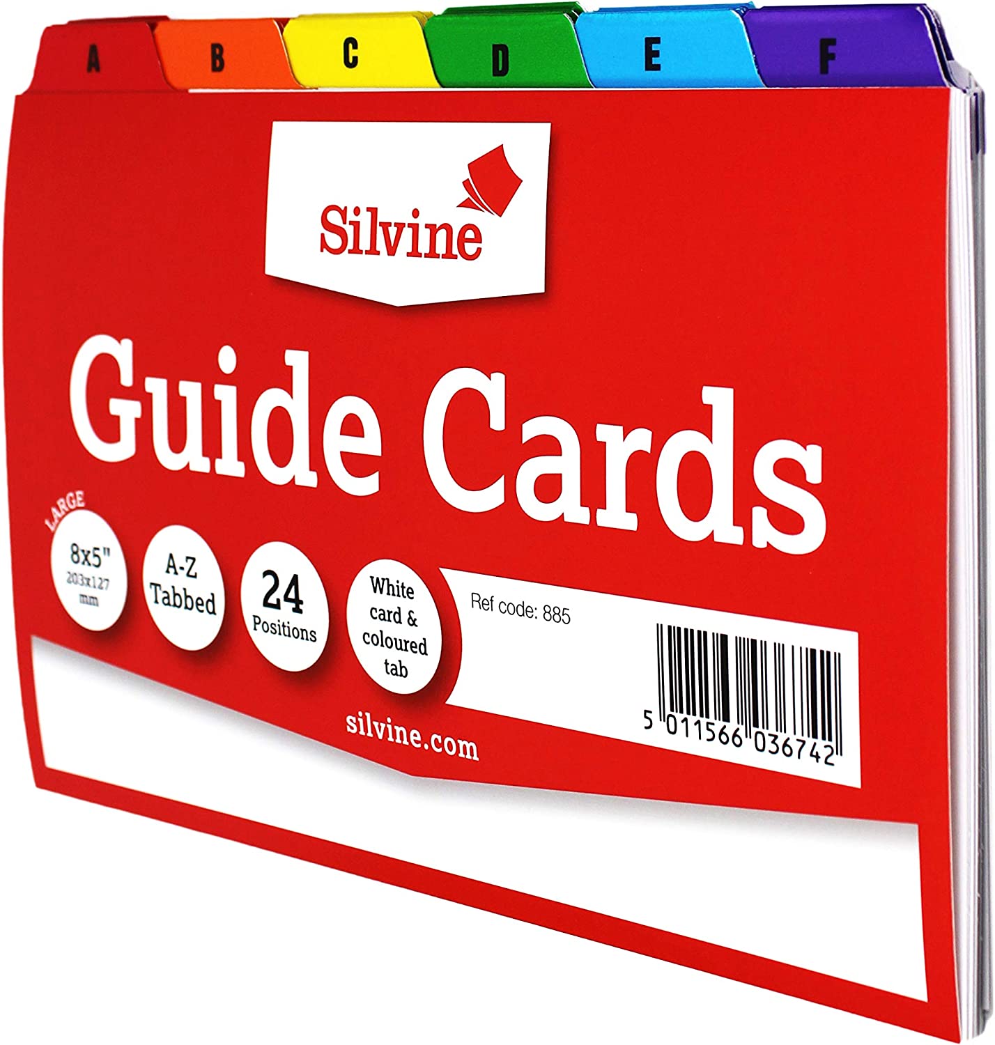 White Cards And Coloured Tab A-Z Guide Cards 203 x 127mm (8"x5")