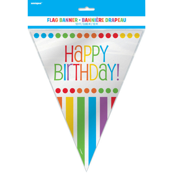 12ft Rainbow Birthday Flag Banner