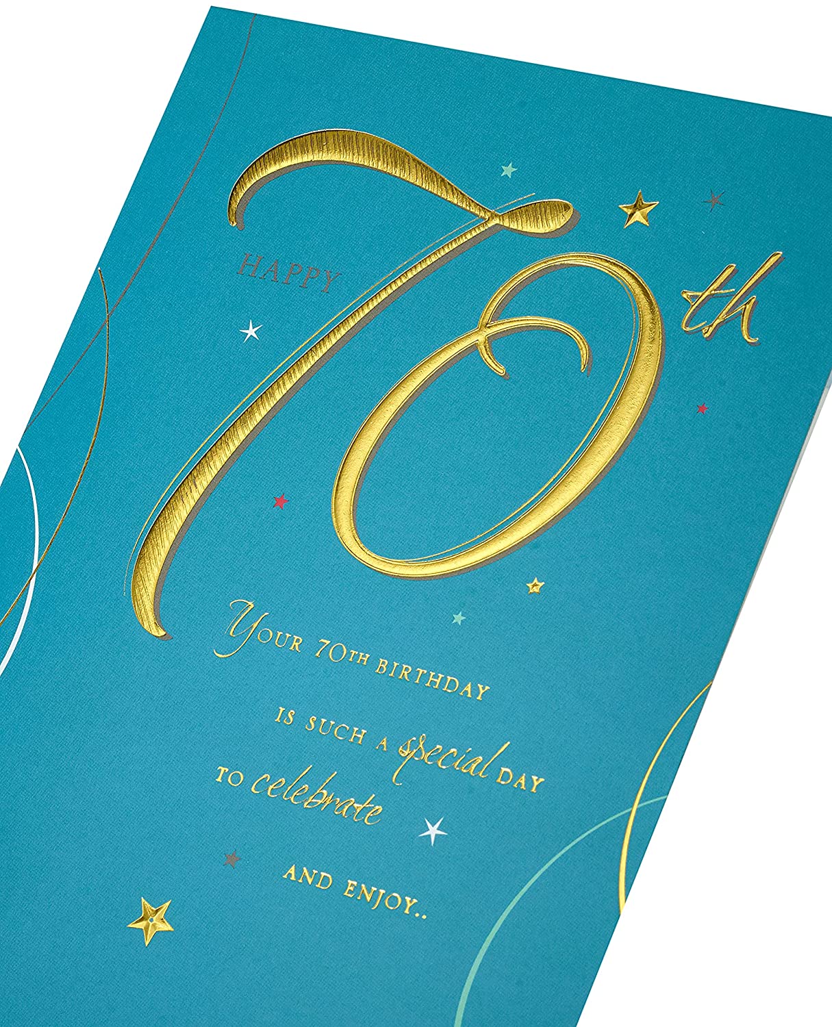 Age 70 Green and Gold Birthday Card