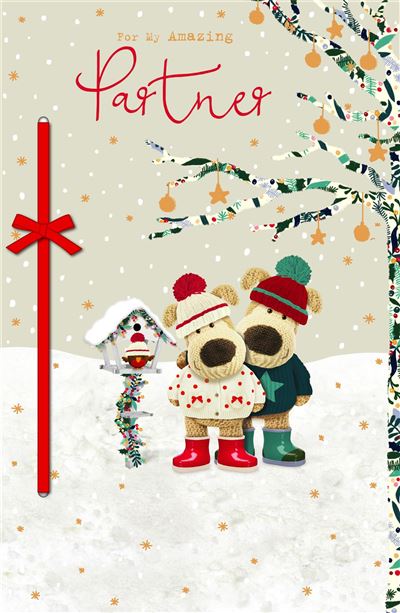 Boofles Next to Bird Table Partner Christmas Card