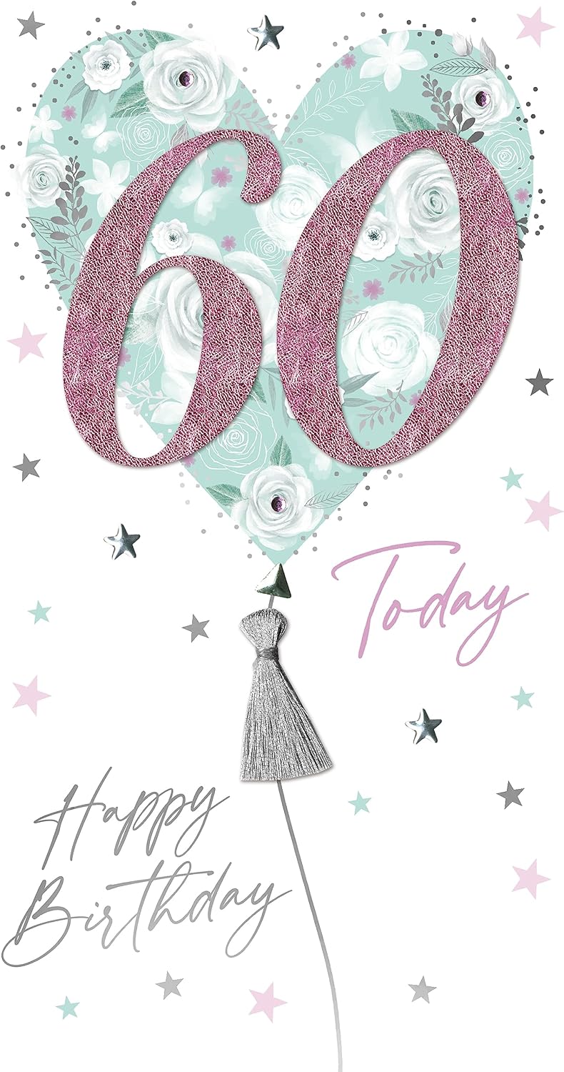 Embellished Balloons 60th Birthday Card