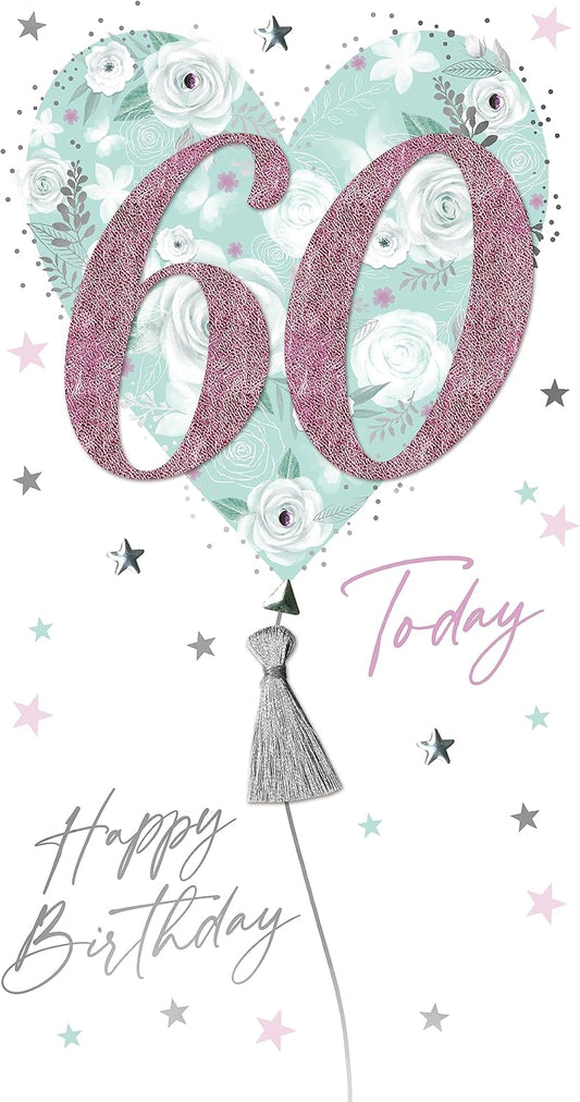 Embellished Balloons 60th Birthday Card