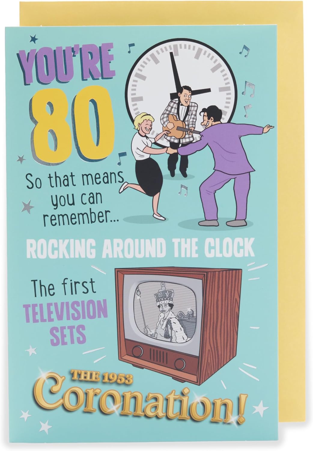 Nostalgic Design 80th Birthday Card for Him/Her/Friend