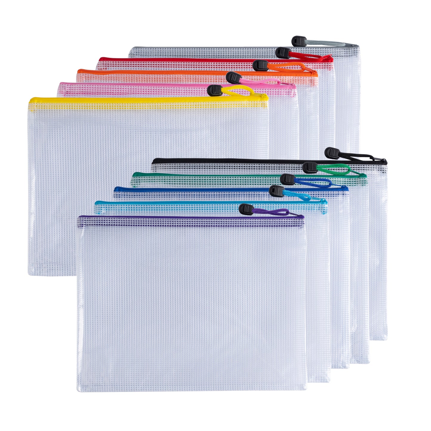 Pack of 12 A5 Purple PVC Mesh Zip Bags