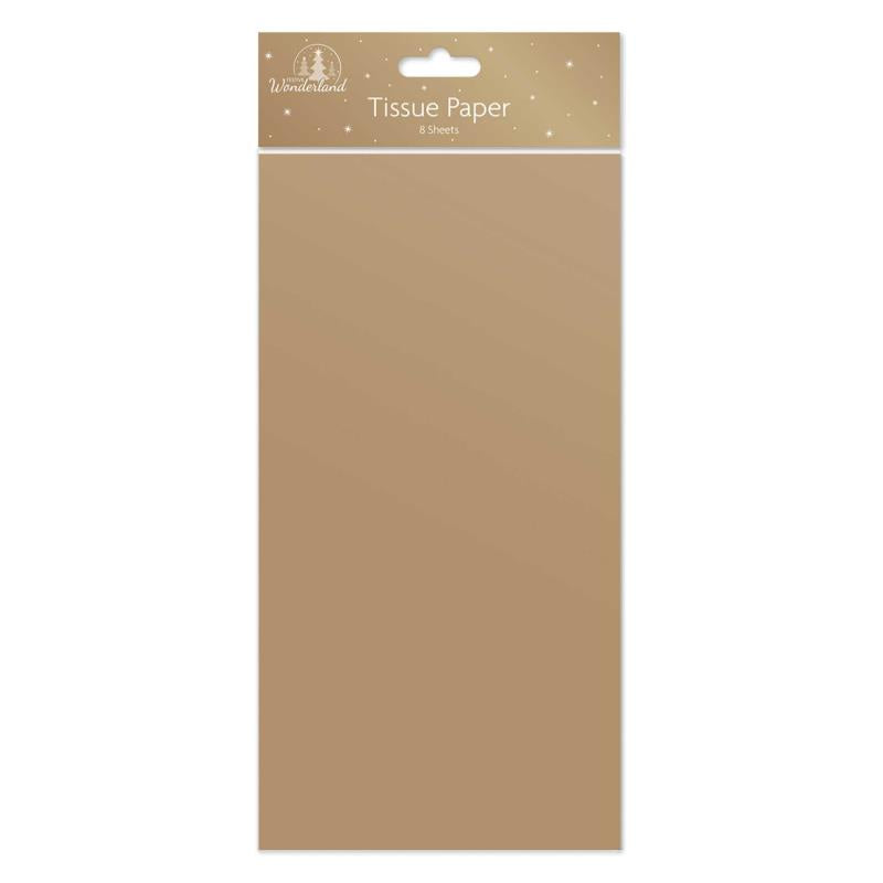 Pack of 8 Christmas Gold Metallic Tissue Paper Sheets