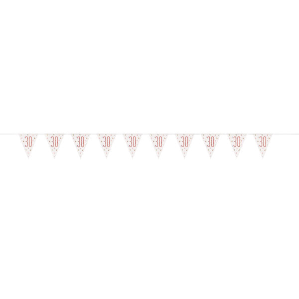 9ft Glitz Rose Gold Prismatic Plastic Number 30 Flag Banner