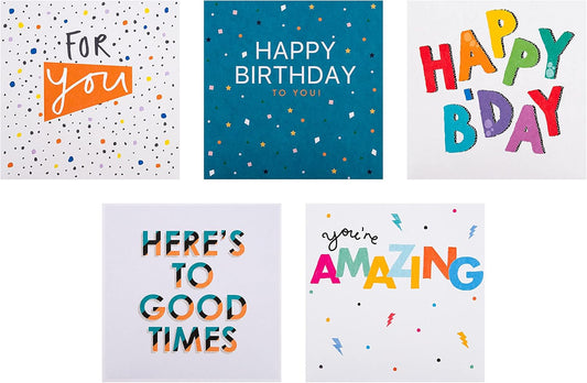 Multipack of 10 in 5 Type-tastic Designs Birthday Cards