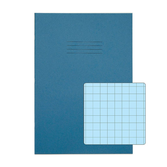 Rhino A4 48 Page Light Blue with Blue Tinted Paper 10mm Squared Exercise Book